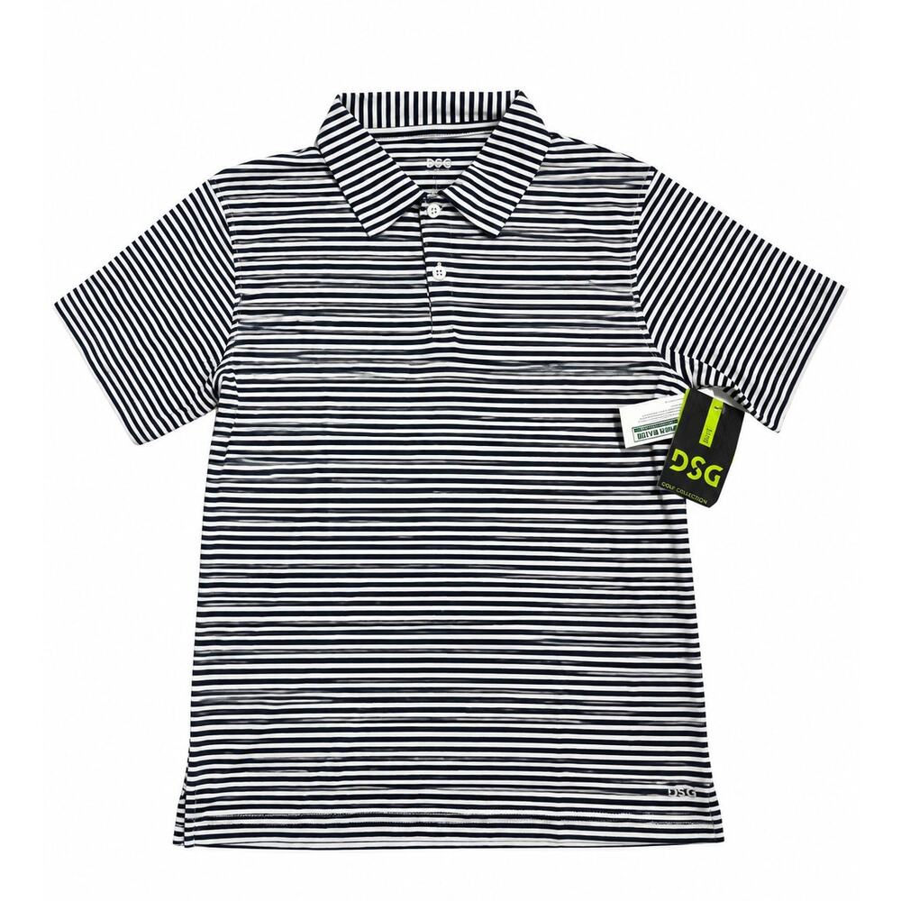 NWT DSG Golf Boys’ Navy & White Striped Polo, Youth L 14–16